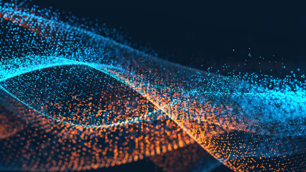 Abstract particle landscape on a dark background